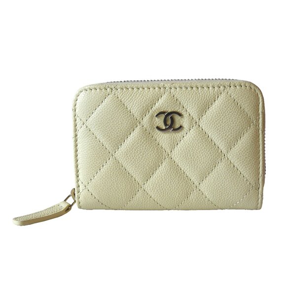 Chanel CC Quilted Caviar Zip Coin Purse Khaki Green - Picture 1 of 3